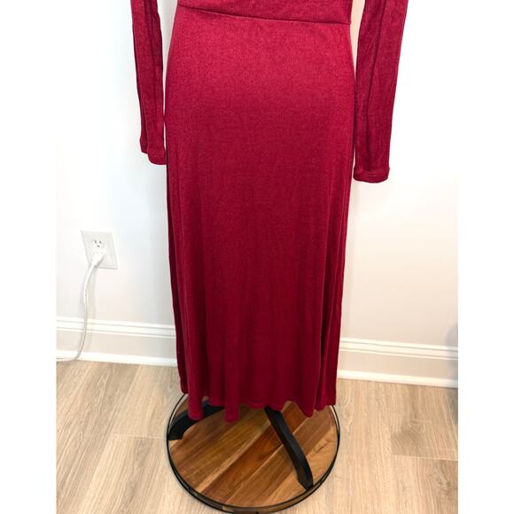 Banana Republic Ribbed Knit Midi Dress In Mulled Cranberry Red Size Medium - Picture 12 of 14